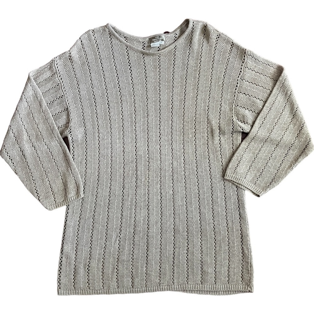 The Territory Ahead Beige 100% Linen Oversize Loose Knit Sweater Women's Small
